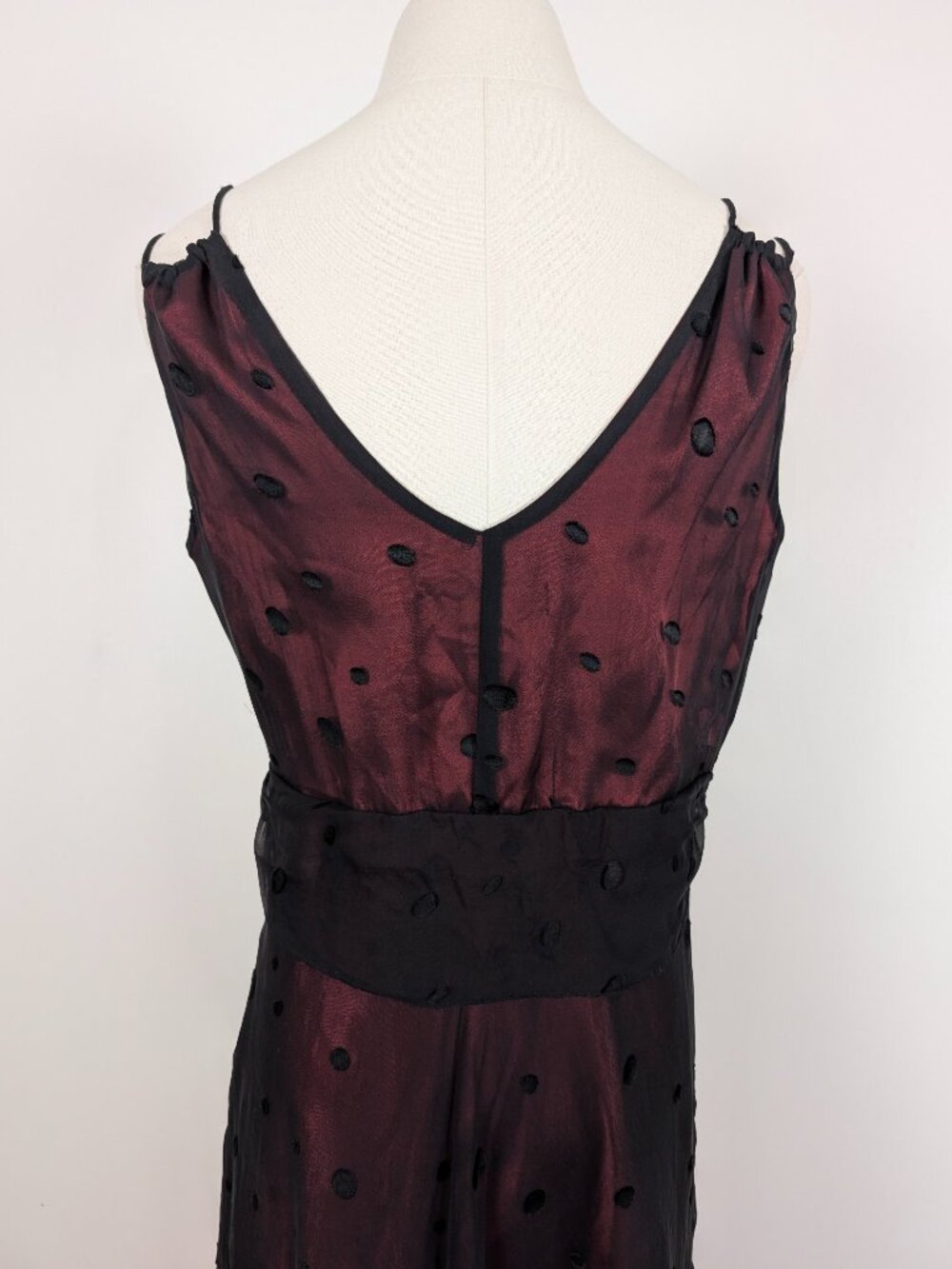Jonathan Martin Silk A-Line Midi Dress Size 10 Black Red Polka Dots Y2K - Picture 11 of 15
